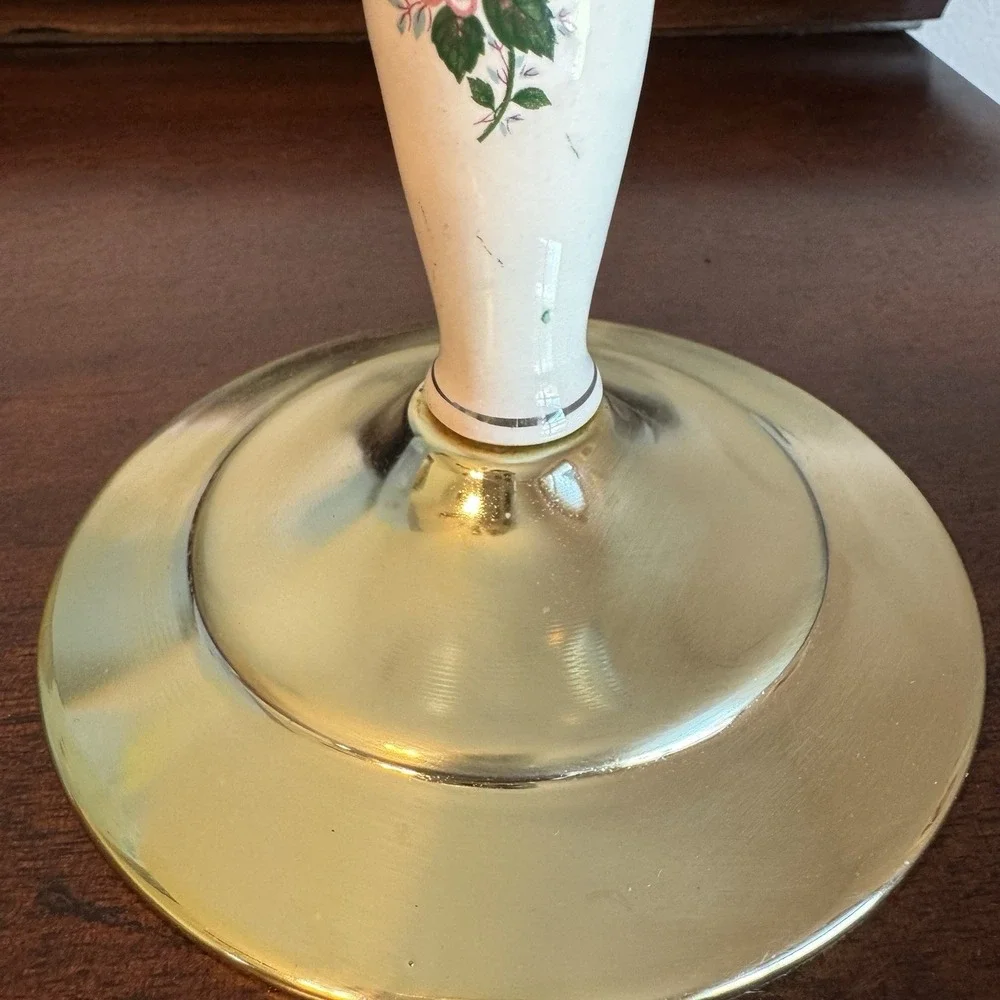 Vintage Two Sided Pedestal Mirror Ceramic Metal 11.75